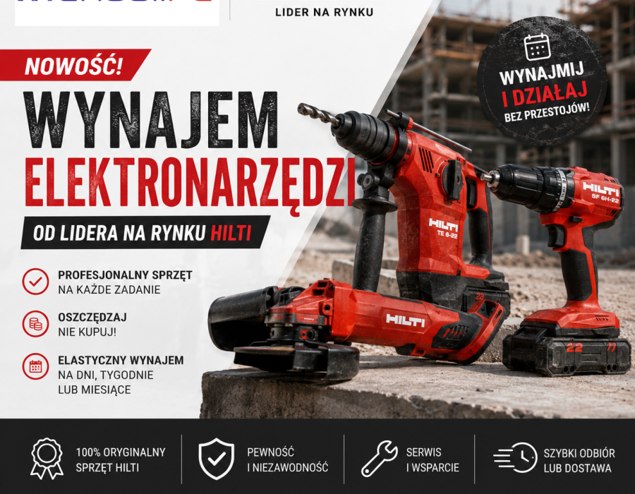 Nowość! Wynajem profesjonalnych elektronarzędzi HILTI już dostępny w Gdańsku